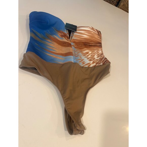 JLux Label Tropical One-Piece Swimsuit With Plunge Neckline NWT - Picture 3 of 9